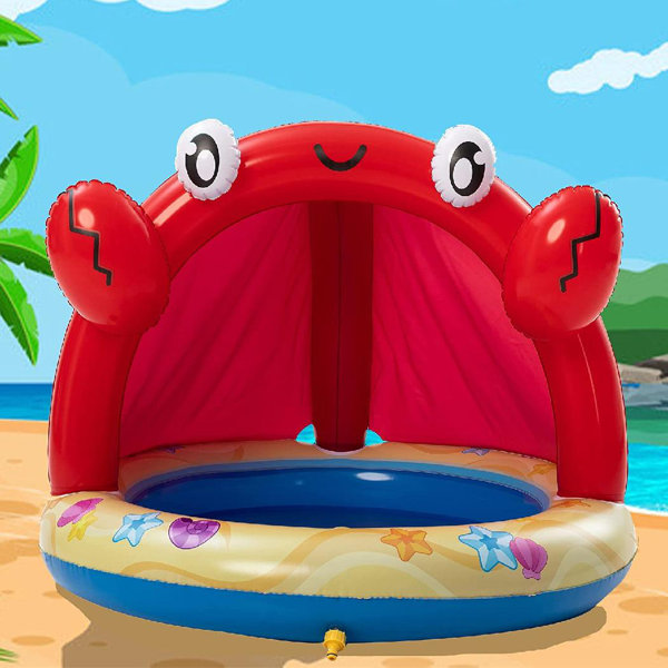 haogoujiaju Inflatable Crab Sprinkler Kiddie Pool With Canopy, Wading